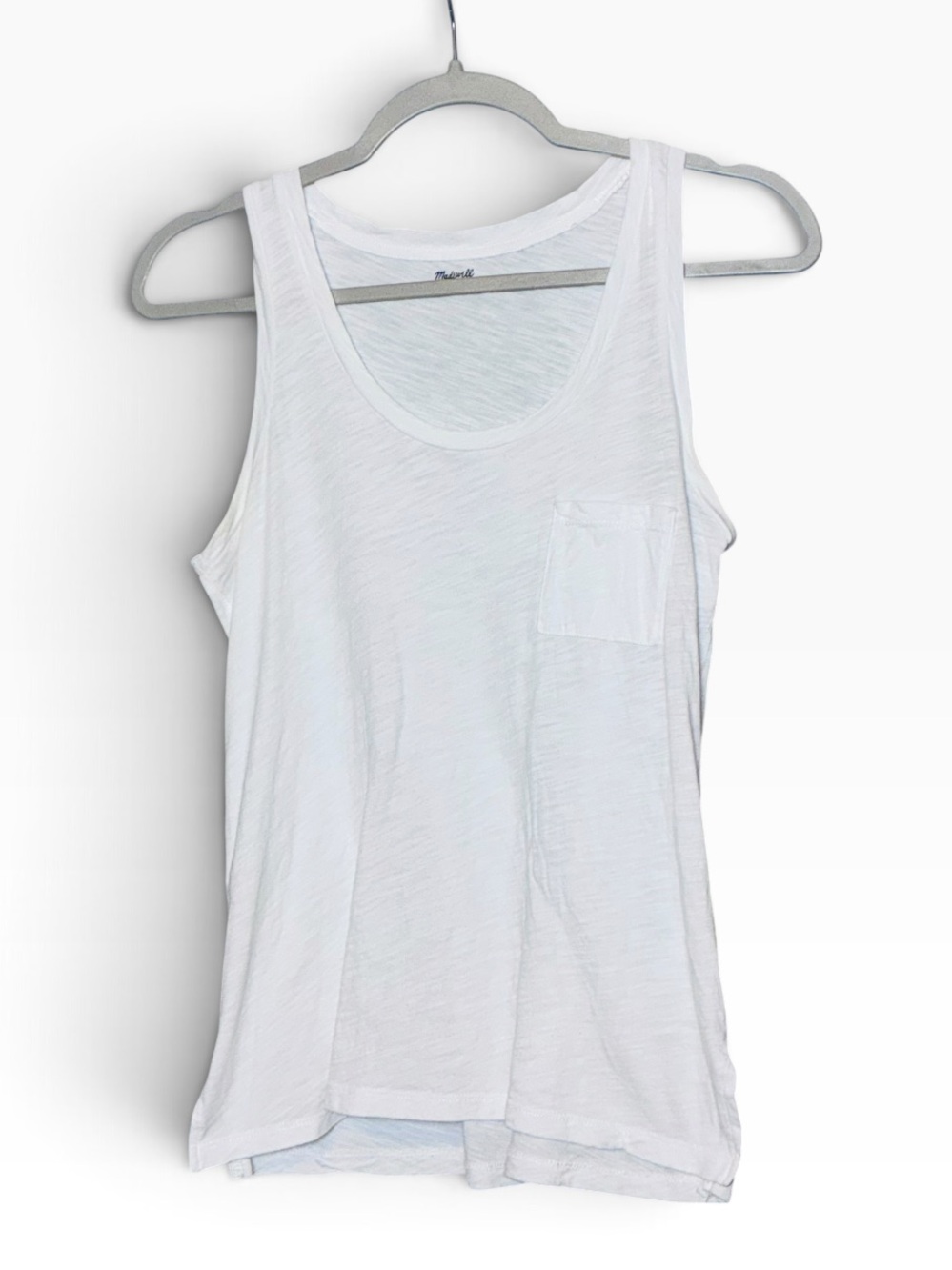 Madewell Essentials White Tank Top One-Pocket Style J0672